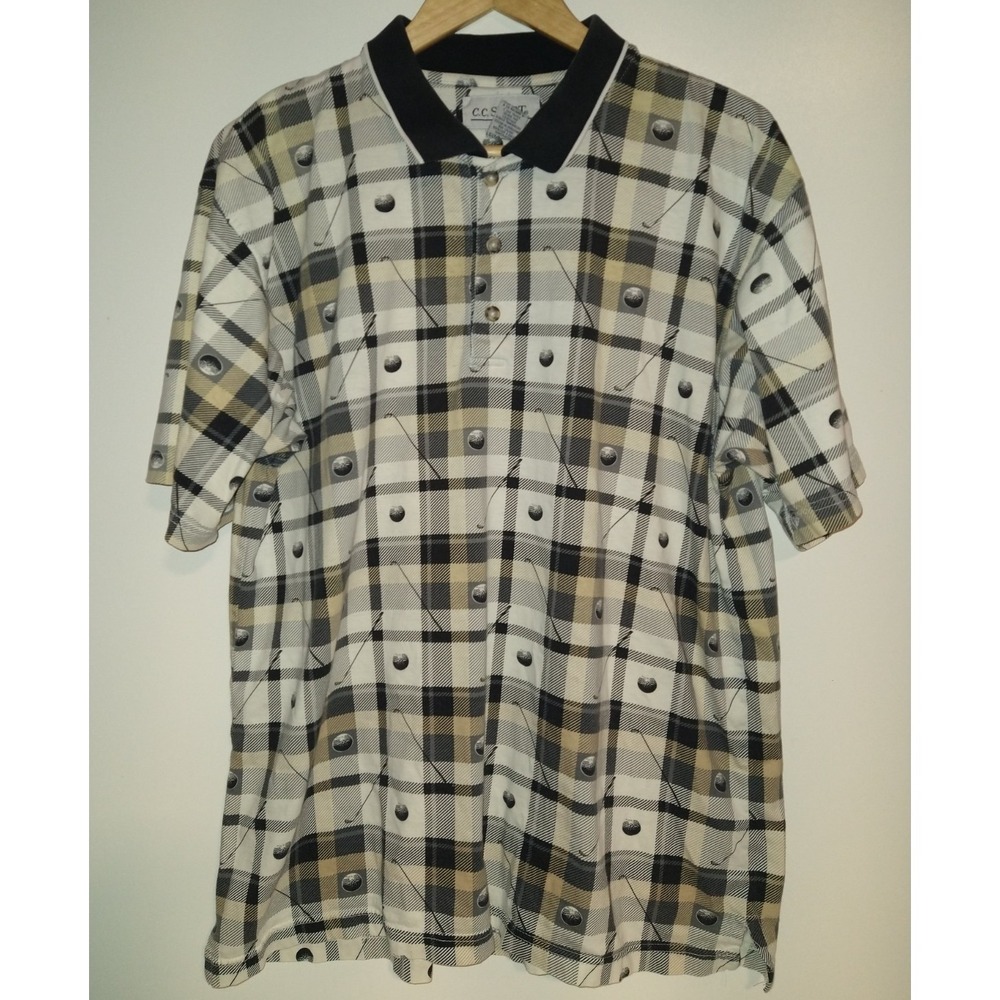 C.C. Sport Shirt Men's Golf Polo Large Cotton Golf Print All Over